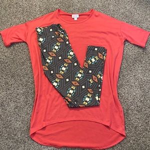 XXS Irma and OS Leggings Lularoe coral teal gray